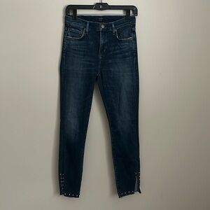 Citizens of Humanity Rocket High Rise Skinny Jeans Dark Wash Stud Detail Sz 26